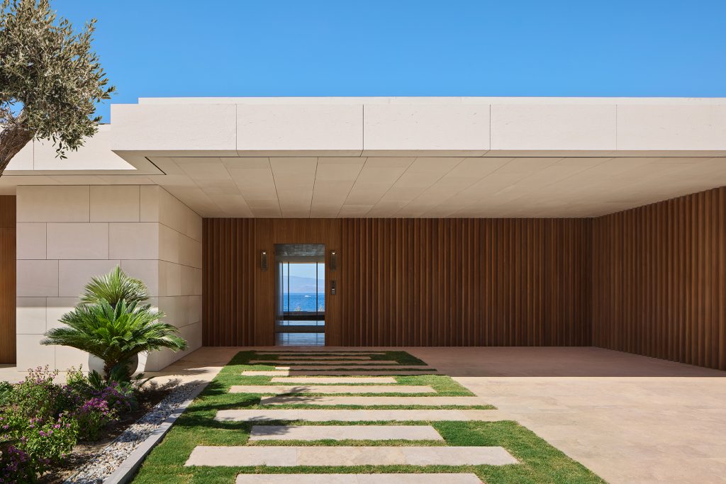 Exterior shot of the Bulgari Bodrum's Mansion entrance way.